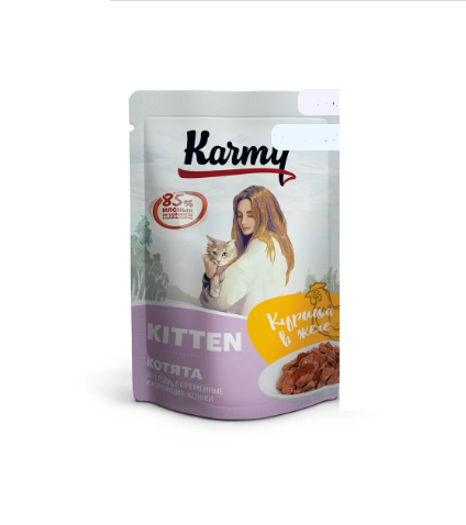 КАРМИ для котят до 1 года с курицей в желе / 80 гр.