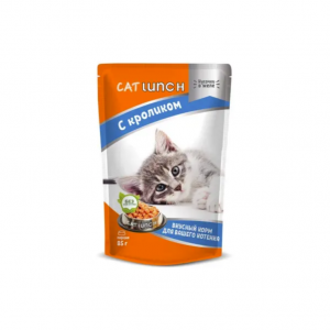 КЭТ ЛАНЧ для котят кусочки в желе с кроликом / 85 гр.