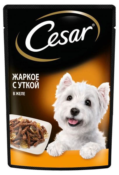ЦЕЗАРЬ Для взрослых собак всех пород жаркое с уткой в желе / 85 гр.
