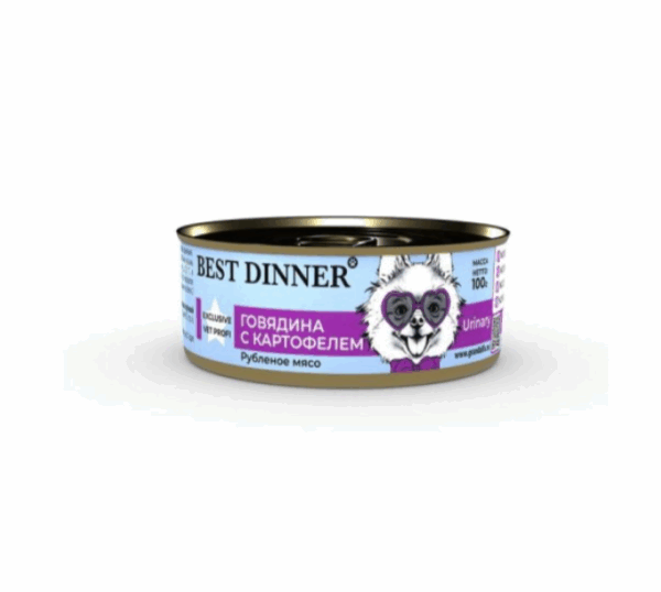 БЭСТ ДИННЕР Exclusive Vet Profi Urinary с говядиной и картофелем для собак / 100 гр.
