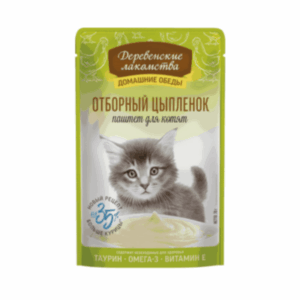 ДЕРЕВЕНСКИЕ ЛАКОМСТВА Отборный цыпленок паштет для котят / 70 гр.