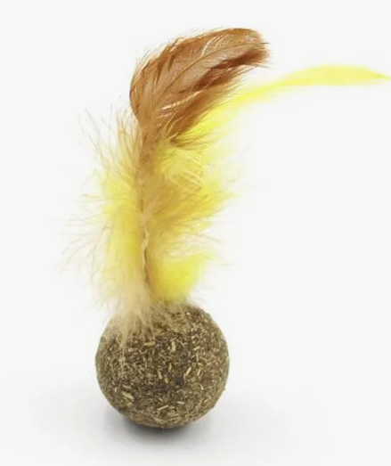 Игрушка для кошек Шар мятный+перья из кошачьей мяты