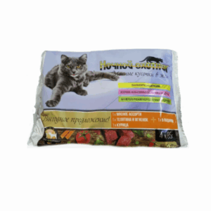 НОЧНОЙ ОХОТНИК для взрослых кошек Мясные кусочки в желе 4х85гр. / 340 гр