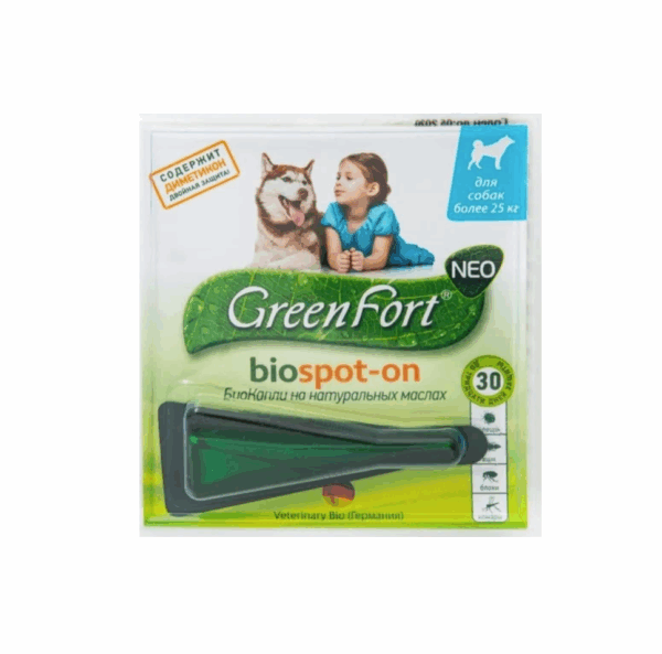 Капли от блох и клещей GreenFort  для крупных пород собак / 2,5 мл