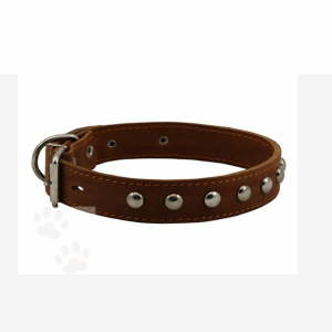 Ошейник кожаный двойной с украшением / 45ммх63-72см