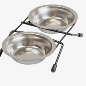 Подставка металлическая с мисками / 2х0,18 л