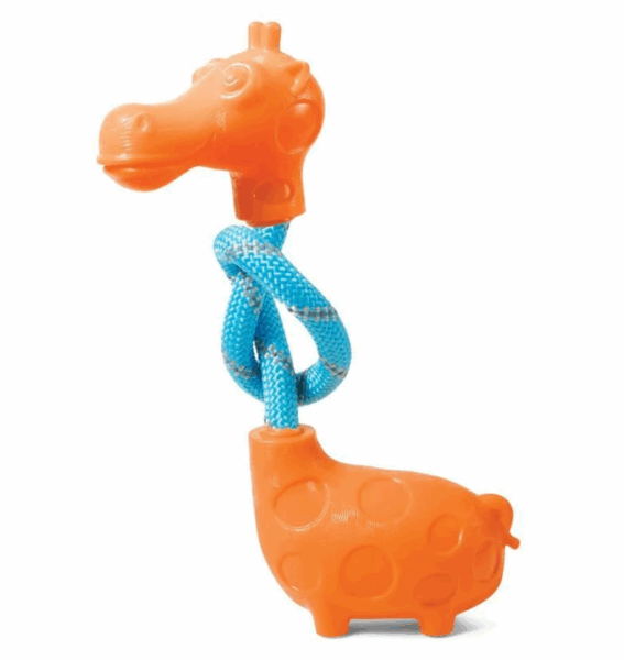 Игрушка для собак из термопластичной резины Жираф с верёвкой / 235/82 мм