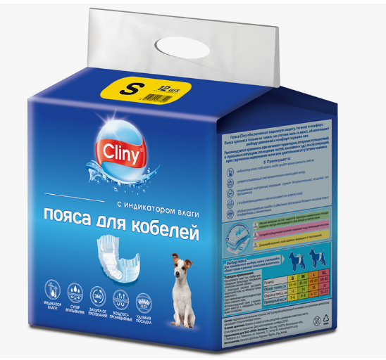 Подгузники Cliny для домашних животных 3-6 кг размер S / 1 шт