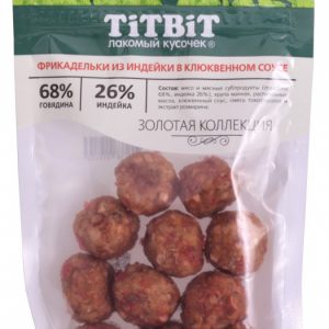 ТИТБИТ для собак Фрикадельки из индейки в клюквенном соусе Золотая коллекция / 70 гр.