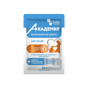 АКАДЕМИЯ для кошек для растворения струвитных камней кусочки в соусе / 85 гр.