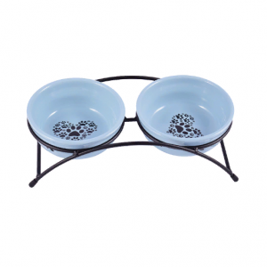 Миски керамические на подставке двойные / 2x290 мл