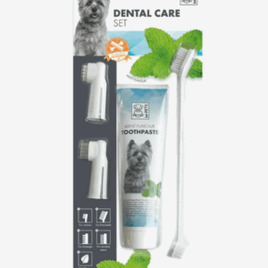 Набор для ухода за зубами собак M-PETS (паста, щётка, напальчники) с мятой / 100 гр.