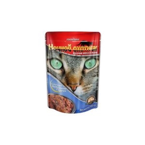 НОЧНОЙ ОХОТНИК для взрослых кошек Говядина мясные кусочки в желе / 100 гр.