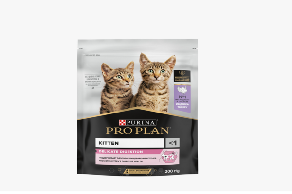 ПРОПЛАН DELICATE KITTEN для котят с индейкой с чувствительным пищеварением / 200 гр.