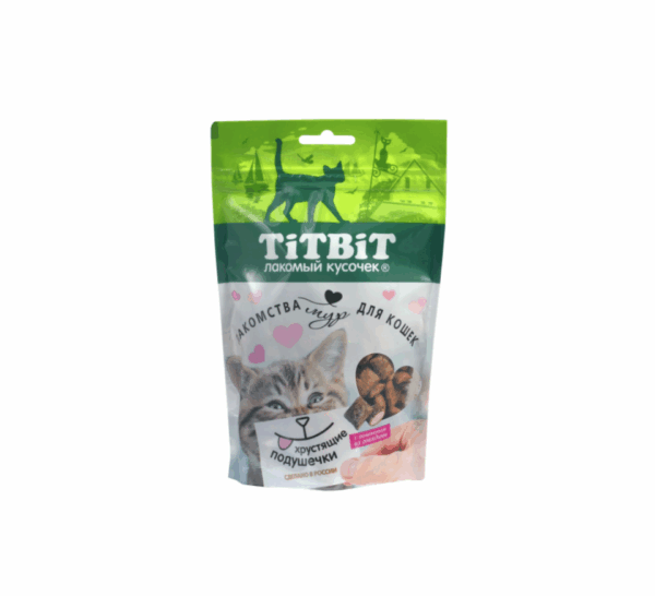 ТИТБИТ Хрустящие подушечки для кошек с паштетом из говядины / 100 гр