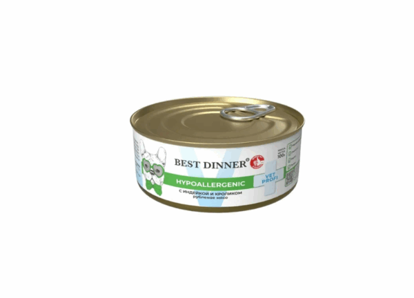 БЭСТ ДИННЕР Vet Profi Hypoallergenic с индейкой и кроликом для собак / 100 гр.