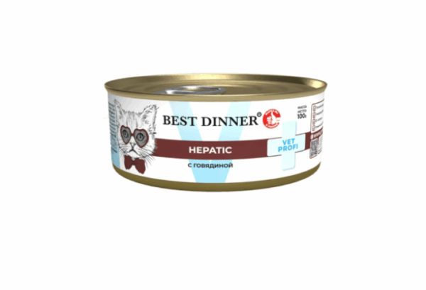 БЕСТ ДИННЕР Hepatic Vet Profi c говядиной для взрослых кошек / 100 гр.