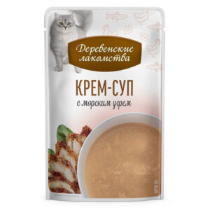 ДЕРЕВЕНСКИЕ ЛАКОМСТВА КРЕМ-СУП с морским угрем для кошек / 4х35 гр.