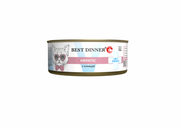БЕСТ ДИННЕР Hepatic Vet Profi c курицей для взрослых кошек / 100 гр.